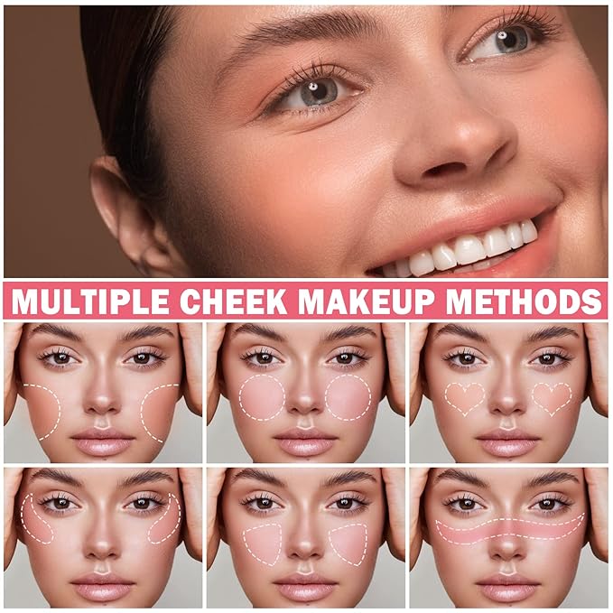 Cream Blush Stick with Brush,Waterproof Blush Makeup,Long Lasting 3 In 1 Cheek Blush & Lip Tint & Eye Shadow Makeup Stick,Easy To Use Blends Effortlessly,Cream Blush Makeup for All Skin Tones - Coral Orange-VivaGrace Women