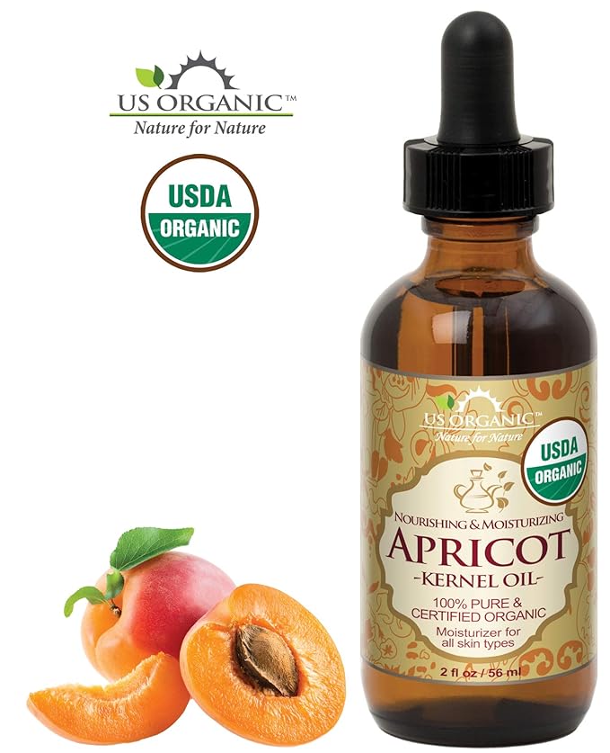 US Organic Apricot Kernel Oil, USDA Certified Organic,100% Pure & Natural, Cold Pressed Virgin, Unrefined in Amber Glass Bottle w/Glass Eyedropper for Easy Application (2 oz (Small))-VivaGrace Women