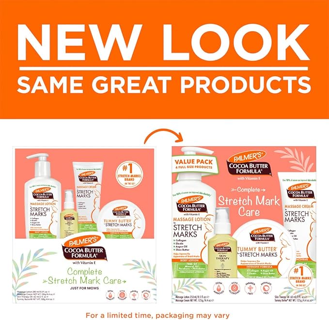 Palmer's Cocoa Butter Formula Pregnancy Skin Care Kit for Stretch Marks and Scars, Dermatologist Approved, Gift for Mom to Be, 4 Piece Full Size Set-VivaGrace Women