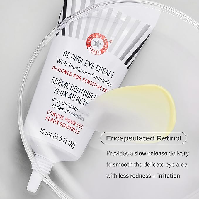 First Aid Beauty Retinol Eye Cream with Squalane + Ceramides – Visibly Smooths Fine Line & Wrinkles Around the Eyes – 0.5 oz.-VivaGrace Women
