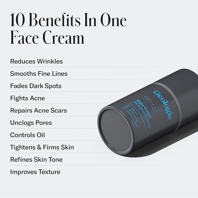 Geologie Retinol Anti-Aging Face Cream | Enhanced .2% Retinol Formula for Effective Results | Reduce Fine Lines & Wrinkles | Protect & Repair Skin With Hyaluronic Acid & Niacinamide | For Men & Women-VivaGrace Women