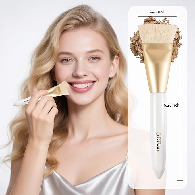 DUcare Contour Brush, Flat Top & Oval Head Face Contouring Brush For Blending & Buffing, Multi-Purpose Face Makeup Brushes for Liquid Foundation/Cream/Facial Mask-VivaGrace Women