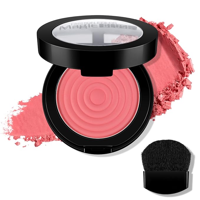 Boobeen Soft Blend Powder Blush for Cheeks, Buildable Color Matte Smooth Blush Palette Compact Blush Powder Makeup, Long-lasting Flush Color, with Mirror and Brush-VivaGrace Women