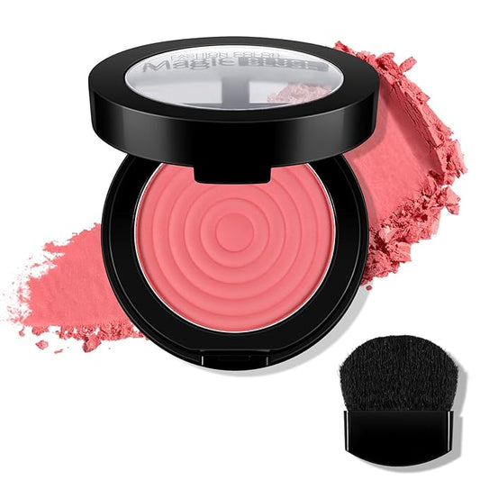 Boobeen Soft Blend Powder Blush for Cheeks, Buildable Color Matte Smooth Blush Palette Compact Blush Powder Makeup, Long-lasting Flush Color, with Mirror and Brush-VivaGrace Women