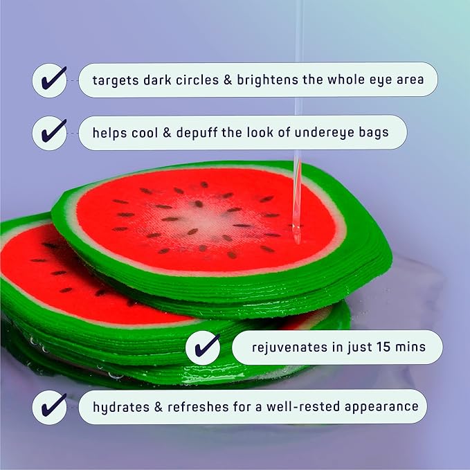 SpaLife Watermelon Cooling Eye Pads, 48 Hydrating Under Eye Patches for Puffiness, Dark Circles, and Tired Eyes, Infused with Hyaluronic Acid, Glycerin, and Vitamin C, Fruity Scent-VivaGrace Women
