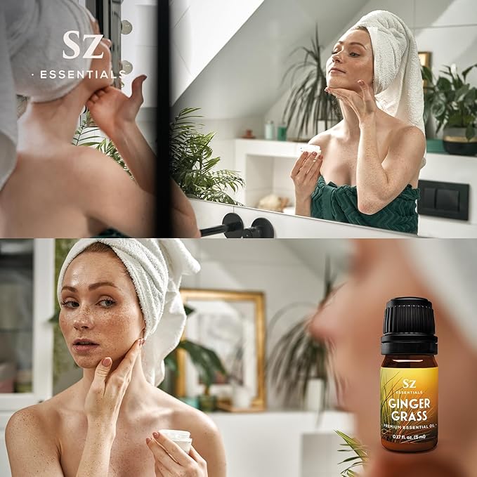 – Ginger Grass Essential Oil – 100% Pure & Undiluted (Cymbopogon martinii VAR. Sofia)– Fresh Citrusy Earthy Aroma – Aromatherapy, Perfumery, Skin Care – Therapeutic Grade - 1/6 oz. 5 mL-VivaGrace Women