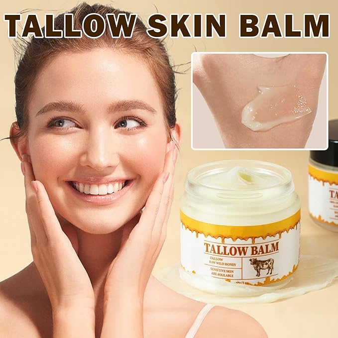 Beef Tallow and Honey Balm for Skin Tallow Face Moisturizer Natural Organic Tallow Honey All body Balm Tallow Body Moisturizer 2 Oz-VivaGrace Women