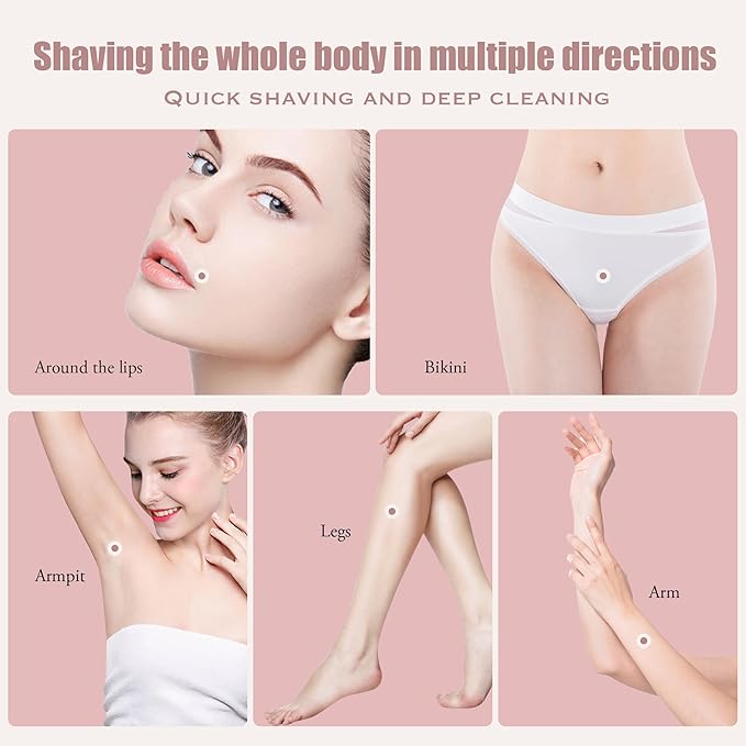 2-in-1 Women's Electric Shaver, Waterproof Cordless Bikini Trimmer & Body Razor, Dual Head Pain-Free Design, Pink Galaxy (2025)-VivaGrace Women