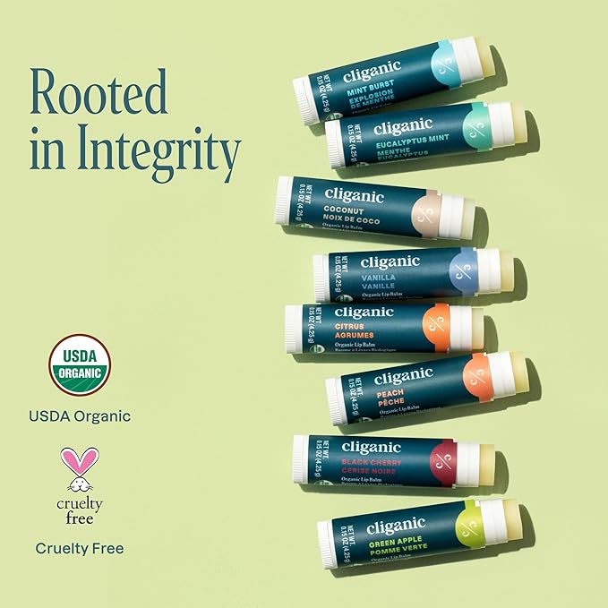 Cliganic Organic Lip Balm Set (Fresh Picked, 8 Flavors) - 100% Natural Moisturizer for Cracked & Dry Lips-VivaGrace Women