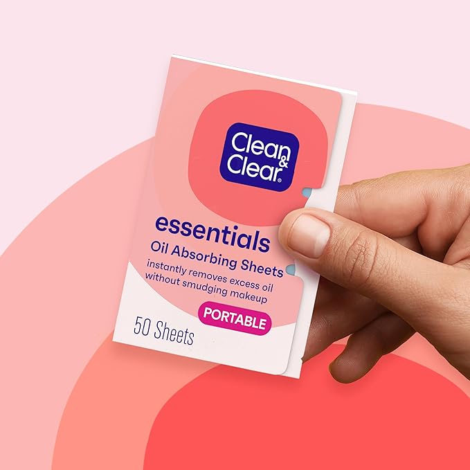 Clean & Clear Oil Absorbing Facial Sheets, Portable Blotting Papers for Face & Nose, Absorbing Blotting Sheets for Oily Skin to Instantly Remove Excess Oil & Shine, 3 x 50 ct-VivaGrace Women