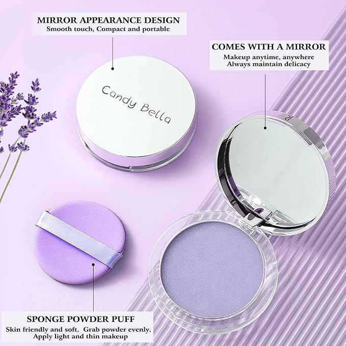 Chillab Lavender Matte Powder, Gel-like Formula Oil-Control Primer & Setting Powder, Polvos Compactos Matte Powder for Silky Blurring Oil Control-VivaGrace Women