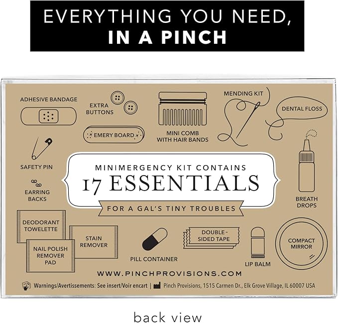 Pinch Provisions Velvet Minimergency Kit, for Her, Includes 17 Must-Have Emergency Essential Items, Compact, Multi-Functional Pouch, Gift for Parties and Birthdays-VivaGrace Women