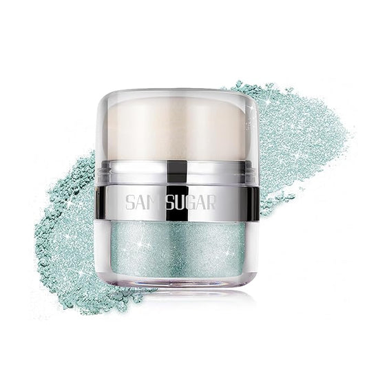 Glitter Body Highlighter Powder Body Shimmer Sparkle Face Brightening Highlighter Powder for Face Eyes Body Glow Makeup With sponge head（05#）-VivaGrace Women