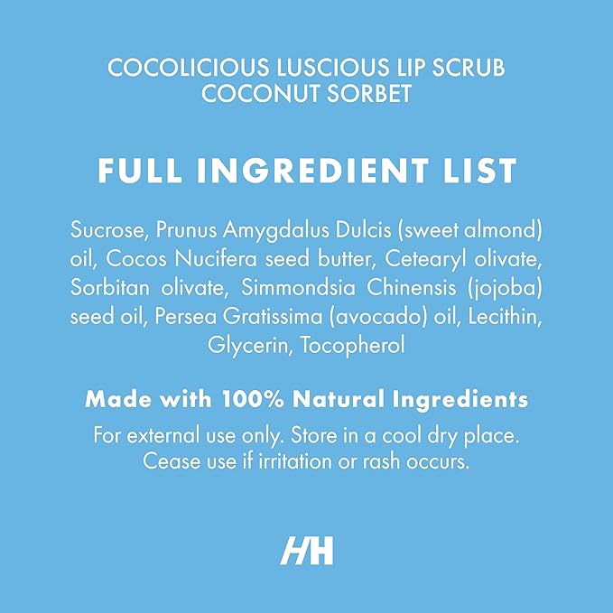 Handmade Heroes 100% Natural Lip Scrub, Vegan Conditioning Coconut Exfoliator - Gentle Exfoliant, Sugar Polish and Scrubber for Chapped Dry Lips, 1oz (Coconut Sorbet)-VivaGrace Women