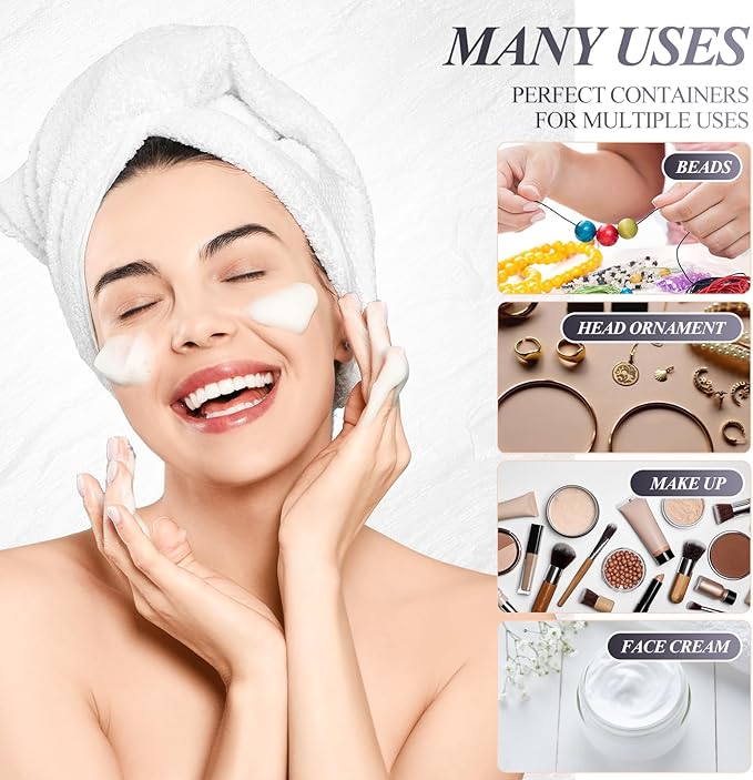 SATINIOR 24 Pieces Empty Clear Plastic Jars with Lids Round Storage Containers Wide-Mouth for Beauty Product Cosmetic Cream Lotion Liquid Butter Craft and Food (Transparent Lid, 4 oz)-VivaGrace Women