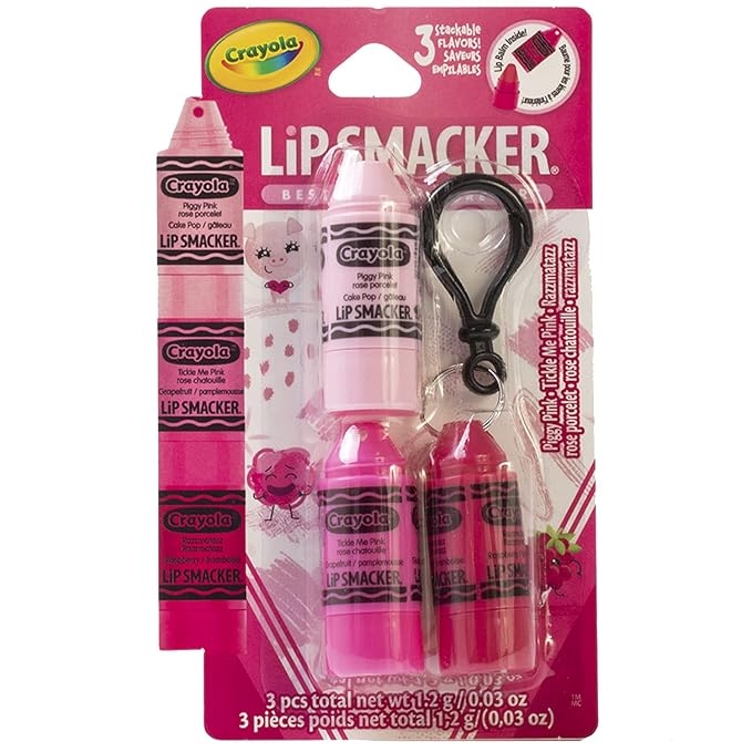 Lip Smacker Crayola Crayon Stackable Flavored Clear Balm Pink, Pinks, 0.03 Ounce-VivaGrace Women