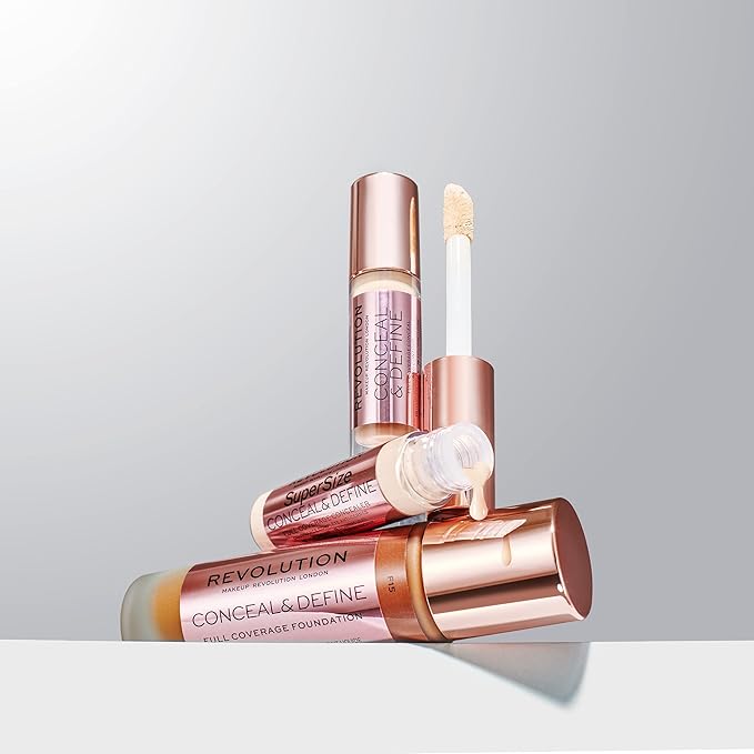 Makeup Revolution Conceal & Define Concealer, Full Coverage Makeup Concealer, Matte Finish & Long Wear, For Dark or Deep Skin Tones, Vegan, C16, 4ml-VivaGrace Women