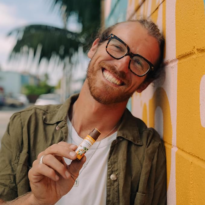 Badger - Cocoa Butter Lip Balm, Sweet Orange, Certified Organic Lip Balm, Fair Trade, Lip Butter, Lip Balm Cocoa Butter, Cocoa Care Lip Balm, 0.25 oz (4 Pack)-VivaGrace Women