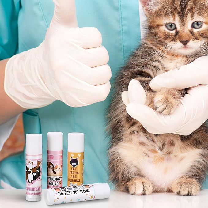 36 Sets Vet Tech Gift Animal Lip Balm Thank You Tag Organza Bag Veterinarian Appreciation Gifts Vet Tech Week Gift for Veterinary Technologist Nurse Birthday Christmas End of Year Supplies-VivaGrace Women