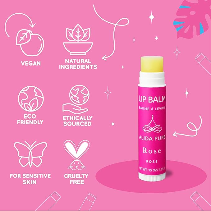 Floral Lip Balm Collection, Vegan Lip Balm Set, Beeswax Free, with Avocado Oil, Organic Jojoba Oil, and Vitamin E, Natural Moisturizer for Dry, Chapped or Cracked Lips, 3 Tube Set-VivaGrace Women