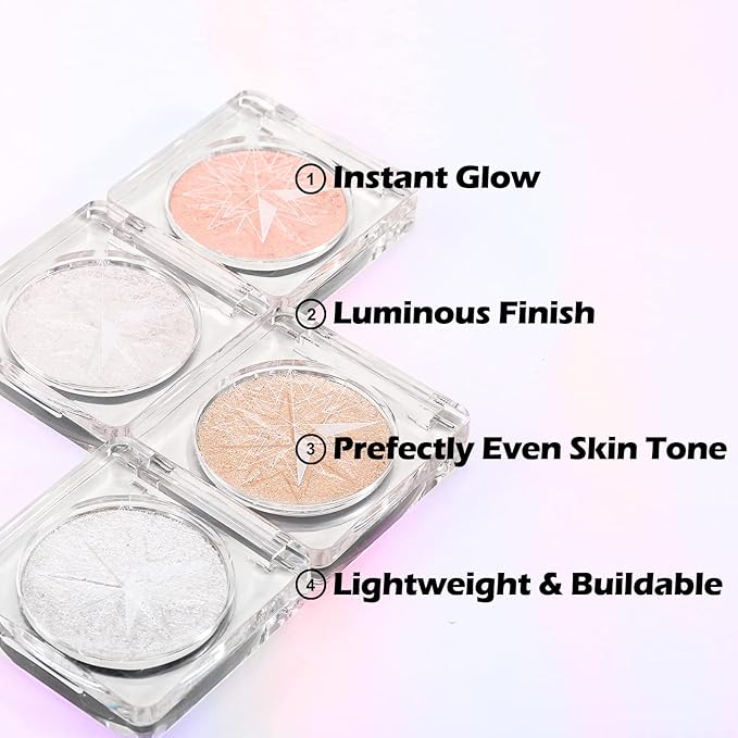 Erinde Pearl Shimmer Glitter Highlighter Highlight Makeup Contour Powder, Silver Highlighter Face Illuminator Highlighter, Highlighter Makeup iluminadores Illuminator for Face Body Cheek-VivaGrace Women