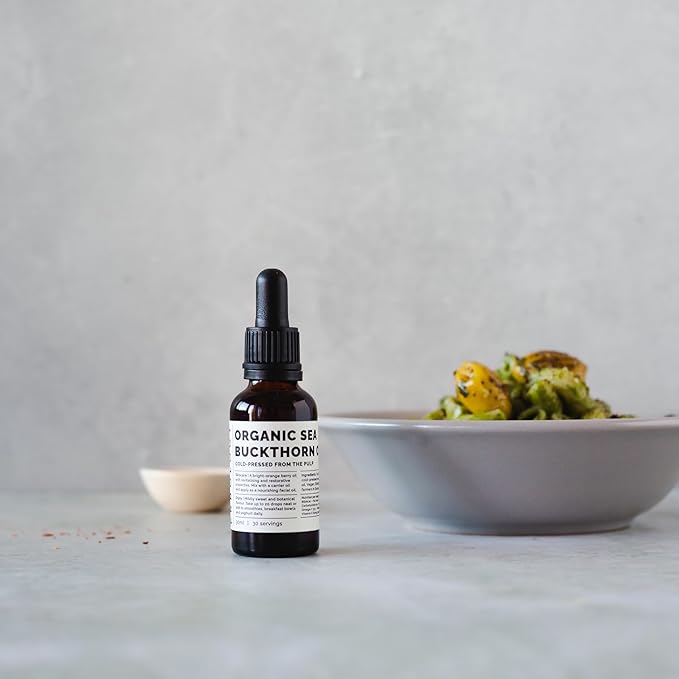 Erbology 100% Organic Sea Buckthorn Oil 1 fl oz - Cold-Pressed 50:1 - Rich in Omega-7 and Beta-carotene - Straight from Farm - Non-GMO - No Additives or Preservatives - Recyclable Glass Bottle-VivaGrace Women