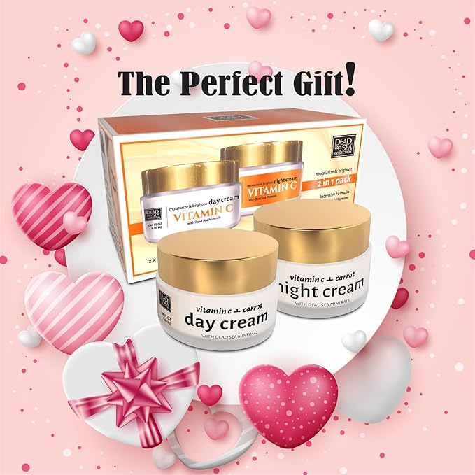 Dead Sea Collection Day and Night Cream Kit with Vitamin C - Anti-Wrinkle - Dead Sea Minerals - Nourishing, Moisturizer, Hydrating and Smoothing Face Cream (3.38 fl.oz)-VivaGrace Women