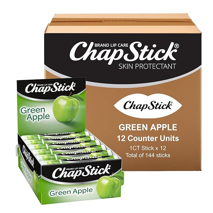 ChapStick Bulk Lip Balm Green Apple, Lip Care Tubes, 0.15 oz, 144 ct case-VivaGrace Women