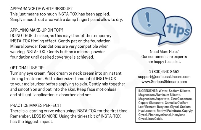 Serious Skincare INSTA-TOX Instant Wrinkle Smoothing Serum - Improves appearance of Fine Lines & Wrinkles -Temporarily Tightens Skin - Instant Line Filler - Two .75 oz. Tubes (2Pack)-VivaGrace Women