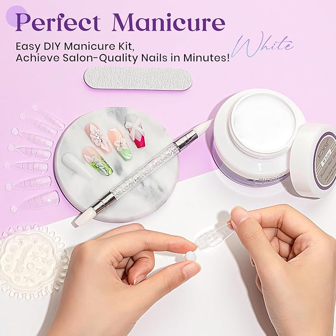 MIZHSE Solid Builder Gel for Nails, 60g White 3D Gel Nail Art Sculpting Non-Sticky Carving Hard Extension Soak Off UV LED for Salon Manicure Home DIY-VivaGrace Women