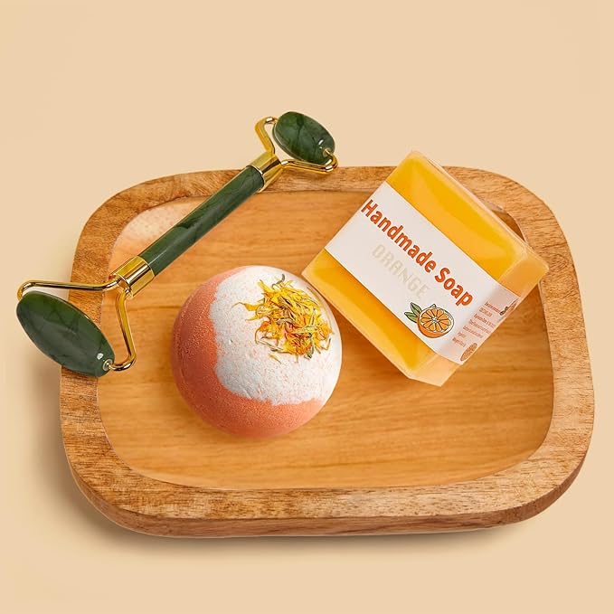 Orange-Themed Spa Gift Basket for Women - Self-Care Package, Birthday Box with Handmade Soap, Candle, Bath Bomb, Headband, and Towel-VivaGrace Women