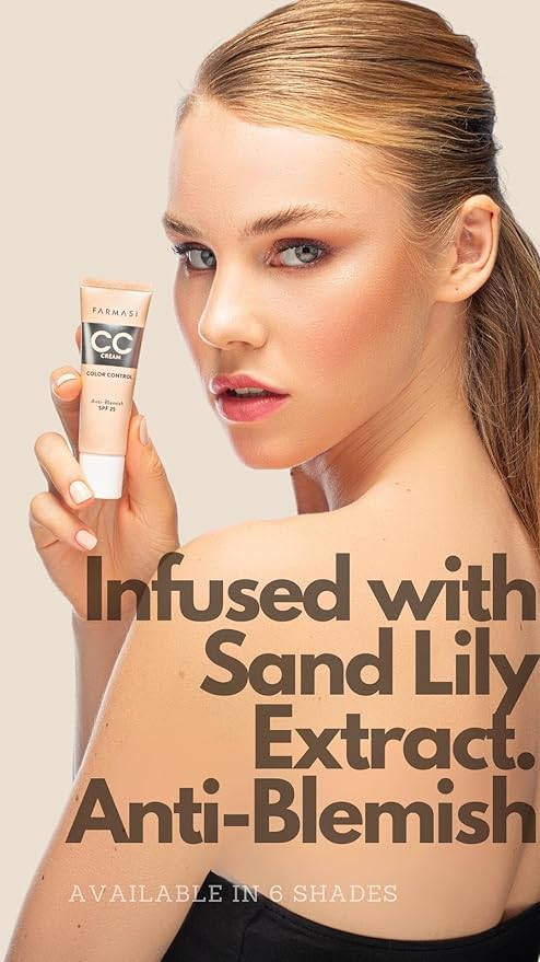 FARMASi CC Color Control Cream, Natural and Flawless Finish, Enriched Formula with Multimineral & Spf 25+, All-Day Hold, All Skin Types, 1 fl. oz, 02 Light ot Medium-VivaGrace Women