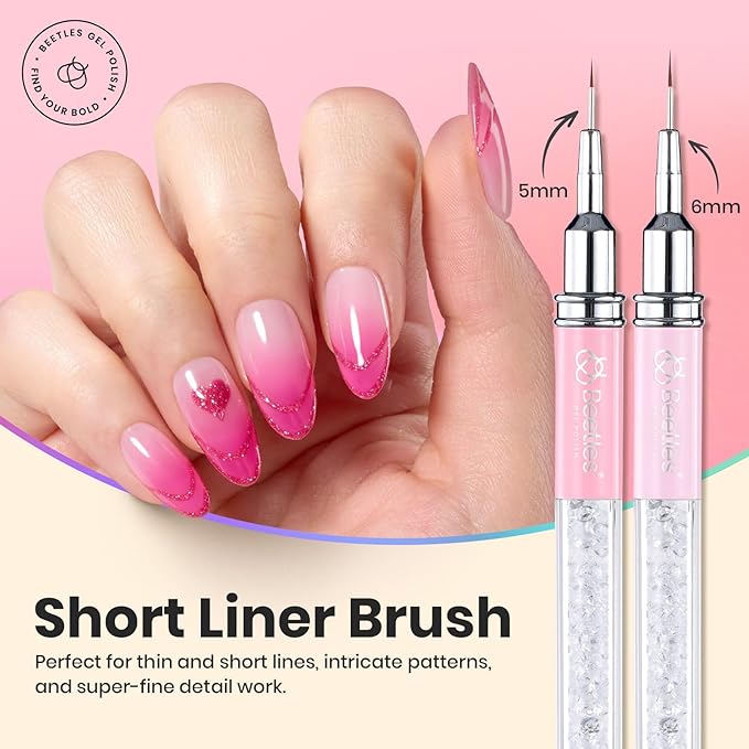 Beetles Gel Polish Nail Art Liner Brushes 5Pcs Painting Art Design Pen Set Diamond Application Rhinestone Handle Drawing Nail Art Brushes Tools Sizes 5/6/11/20/25mm Nail Art Design Gift for Women-VivaGrace Women