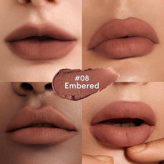 ITY Velvet Matte Finish Lip Stain-Mousse Textured Lip Clay, Red Shade, Conceals Lip Lines, Rich Pigment Lip Tint Lipsticks, 0.14 oz (4g) in Ginger, Embered.-VivaGrace Women