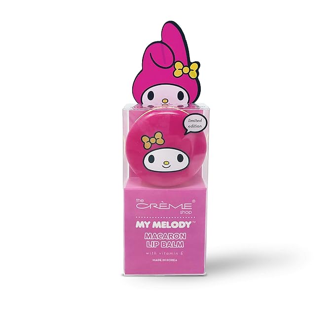 The Crème Shop x Sanrio Hello Kitty Macaron Lip Balm (My Melody Strawberry Ice Cream) Korean Cute Scented Pocket Portable Soothing Advanced Must-Have on-The-go-VivaGrace Women