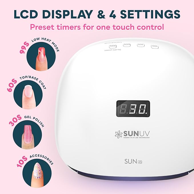 SUNUV UV LED Nail Lamp, UV Light for Gel Polish with 4 Timer Settings, Nail Dryer with LCD Display, Removable Base SUN4S Black-VivaGrace Women