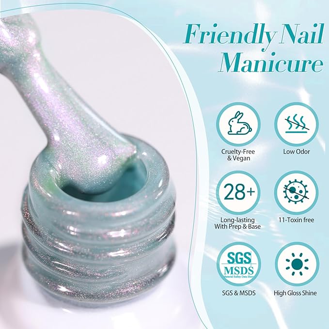 Born Pretty Magnetic Gel Nail Polish Set,Pastel Coral Sea Magnetic Eye Gel Jelly Glass Crystal Magnetic Gel Polish Nail Art Manicure Kit 6PCS-VivaGrace Women