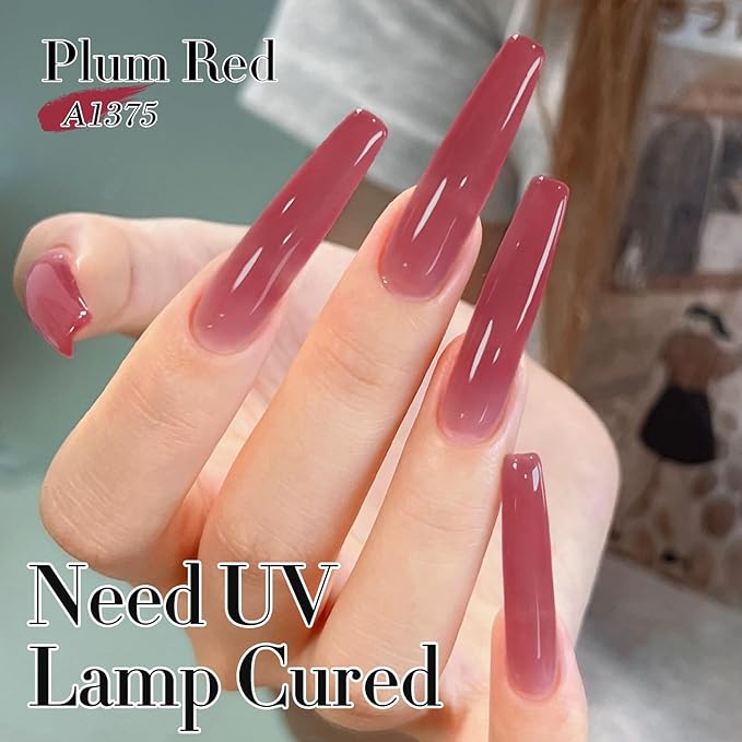 Double Rhythm 0.5Oz Gel Polish Translucent Sheer Neutral Natural Light Milky Same Color Same Bottle 15ML Jelly Gel Polish Art DIY at Home (Brown Purple-A1375)-VivaGrace Women