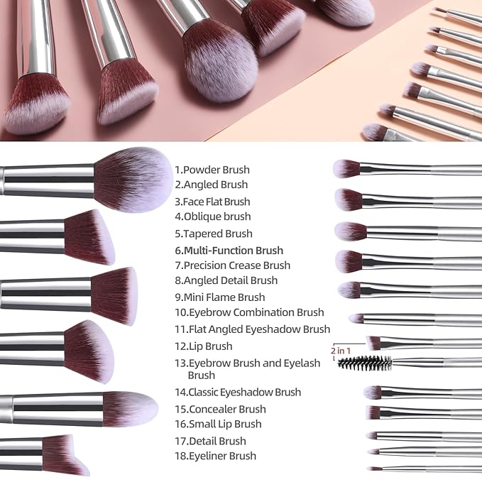 BS-MALL Makeup Brush Set 18 Pcs Premium Synthetic Foundation Powder Concealers Eye shadows Blush Makeup Brushes with black case-VivaGrace Women