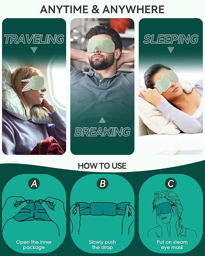 ProCIV 30 Packs Unscented Steam Eye Mask for Dry Eye, Self Heating Moist Heated Eye Mask for Dark Circles and Puffiness Disposable Warming Eye Mask for Soothing Headache Relieve Eye Fatigue Sleep Mask-VivaGrace Women