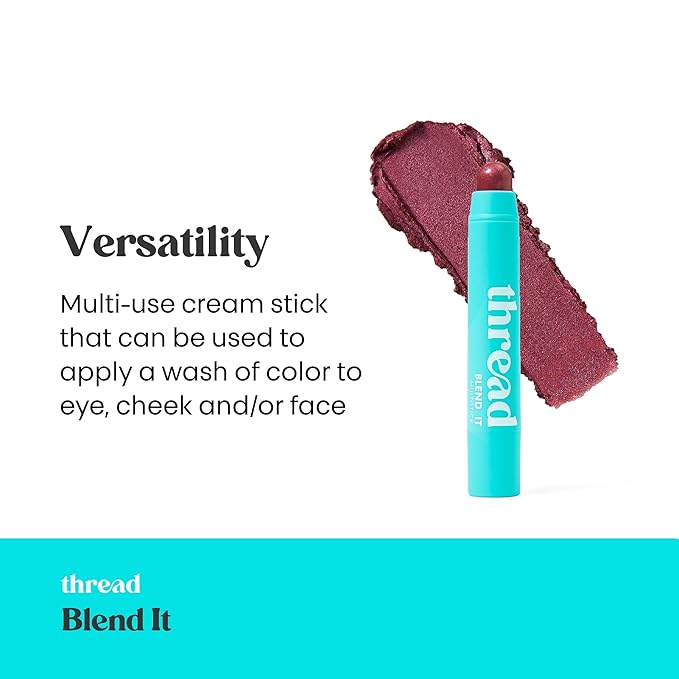 Thread Beauty Blend It Multi-Stick, Creamy, Buildable Color and Highlighter for Eyes, Cheeks, and Face, Fearless - Plum Shimmer-VivaGrace Women
