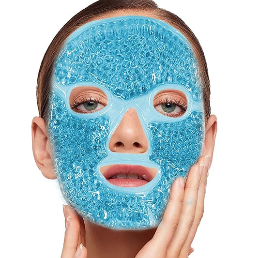 Cold Face Eye Mask Ice Pack for Dark Circles,Puffiness,Face SPA,Headaches,Pressure,Cooling Face Masks for Women Sleeping,Migraines Relief,Skin Care Gel Beads Hot Cold Use Ice Facial Mask-VivaGrace Women