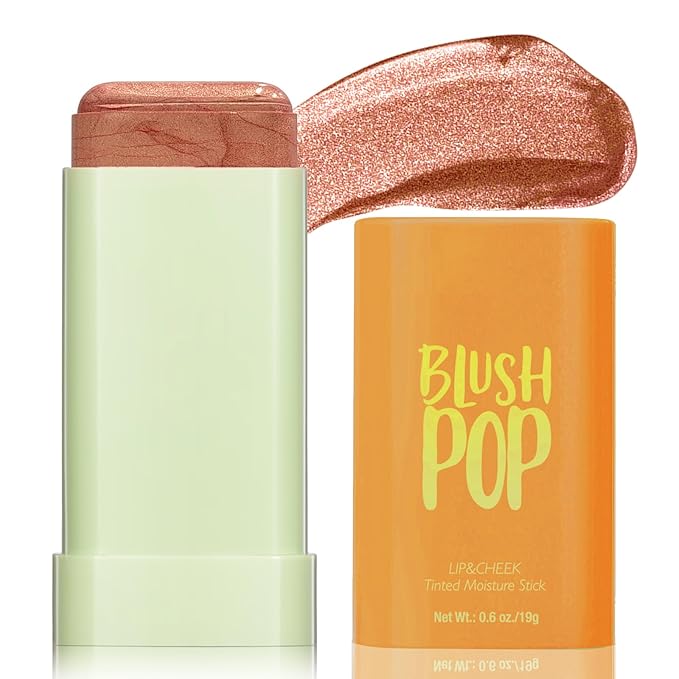 Highlighter Makeup Stick - Blush Highlighters Makeup Stick for Face & Body, Natural Silky Shimmer Highlight, Bendable Long Lasting Highlighter Wand, Cream Korean Highlighter (Cherry Red)-VivaGrace Women