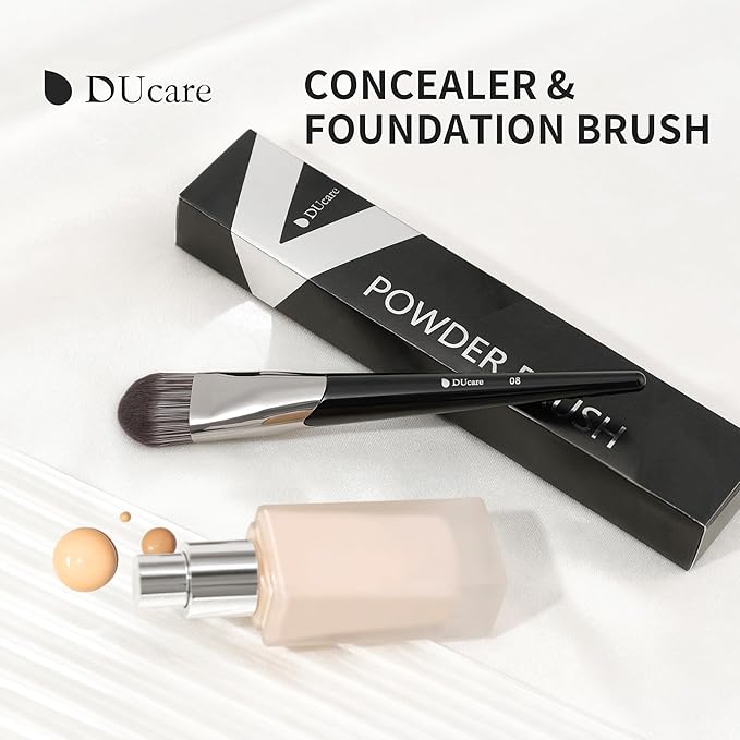 DUcare Flat Foundation Brush for Liquid Makeup, Premium Synthetic Hair Concealer/Kabuki Makeup Brush, Dense Bristles Design, Multi-Purpose Face Brushes for Liquid/Cream/Facial Mask-VivaGrace Women