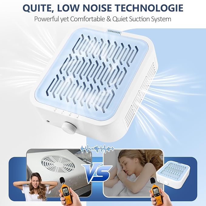 LIONVISON Nail Dust Collector for Salons: Manicure Pedicure Tool for Beginners DIY Nail Tech With Reusable Filter-VivaGrace Women