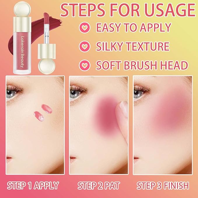Liquid Blush,Natural Soft Cream Face Blush Matte Cheek Tint,Lightweight,Moisturizing,Waterproof,Long Lasting Face Blush Stick(5#)-VivaGrace Women