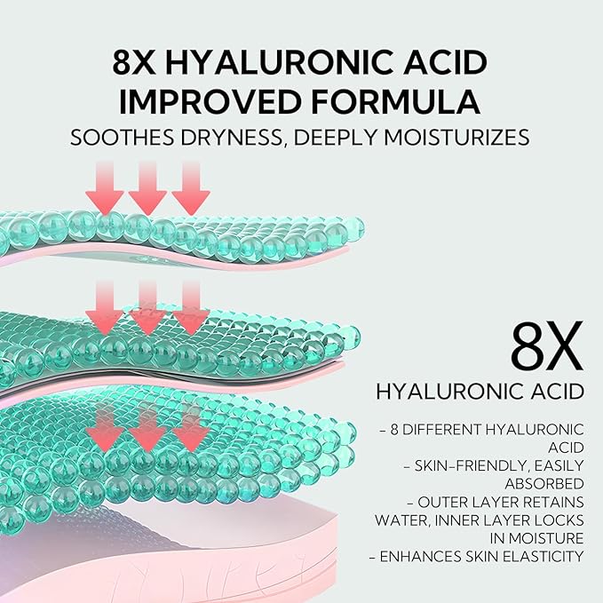 8X Hyaluronic Acid Under Eye Patches(30 Pairs) -Cooling Eye Masks for Deep Moisturizing, with Ectoin Niacinamide Hydra-Gel Collagen, Puffy Eyes Treatment, Fine Lines & Wrinkles Reduce-VivaGrace Women