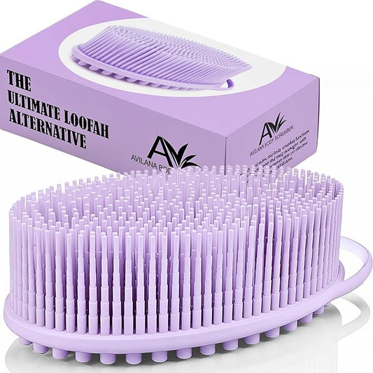Avilana Silicone Body Scrubber – Gentle Shower Brush & Loofah Alternative- Food Grade & Lab Tested – Fast-Drying, Hygienic, BPA-Free Silicone Body Gentle Exfoliator (Lavender, Massage)-VivaGrace Women