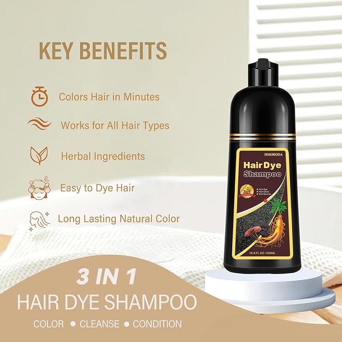Brown Hair Dye Shampoo, Hair Color Shampoo for Women Men, Colors in Minutes, Champu para Canas, Easy to Use 16.90 Fl Oz-VivaGrace Women