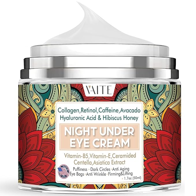 Under Eye Cream with Collagen, Retinol, Caffeine, Avacado Hyaluronic Acid & Hibiscus Honey for Night and Day with Vitamin B5, E for Puffiness Circles Anti Aging Eye Bags and Anti Wrinkle-VivaGrace Women